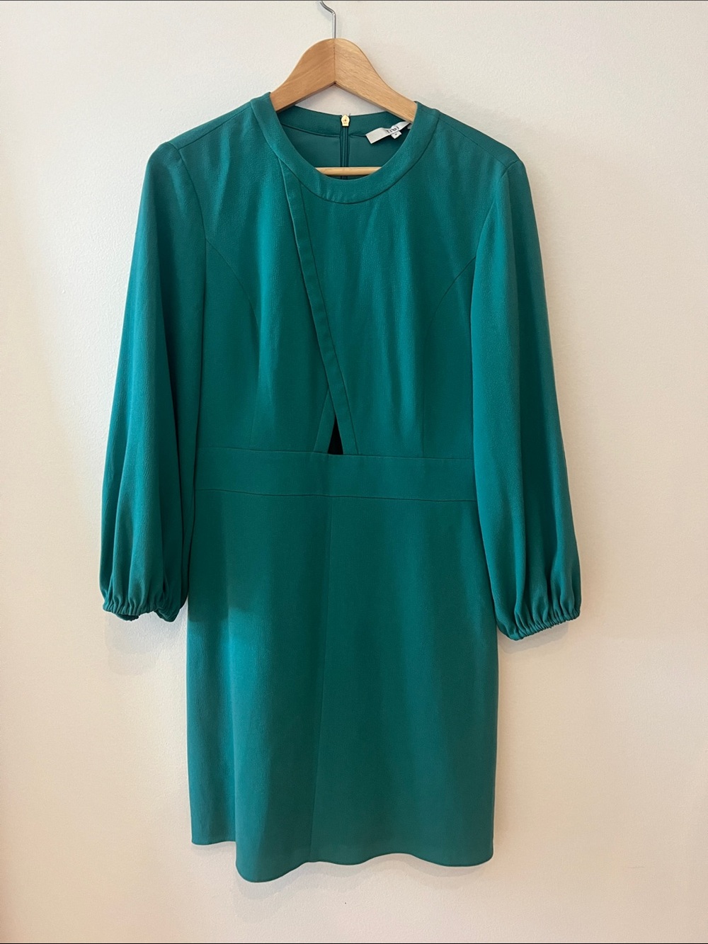 Tibi Teal Long-Sleeve Shift Dress